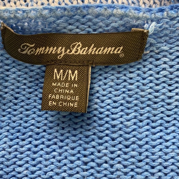 Tommy Bahama Drop Sleeves Marled Blue White Sweater - Picture 5 of 7